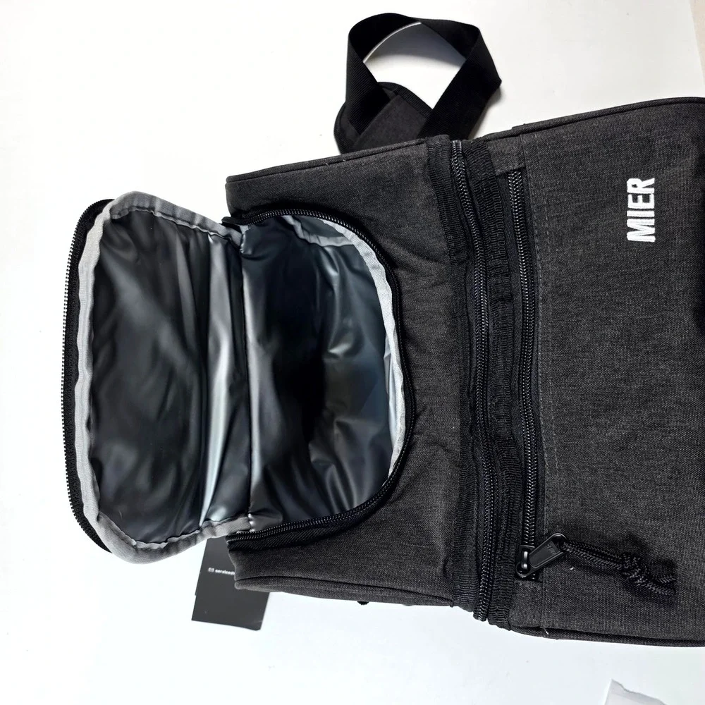 MIER Lunch Bag Black Dual Compartment Insulated Tactical Meal Prep Box Travel